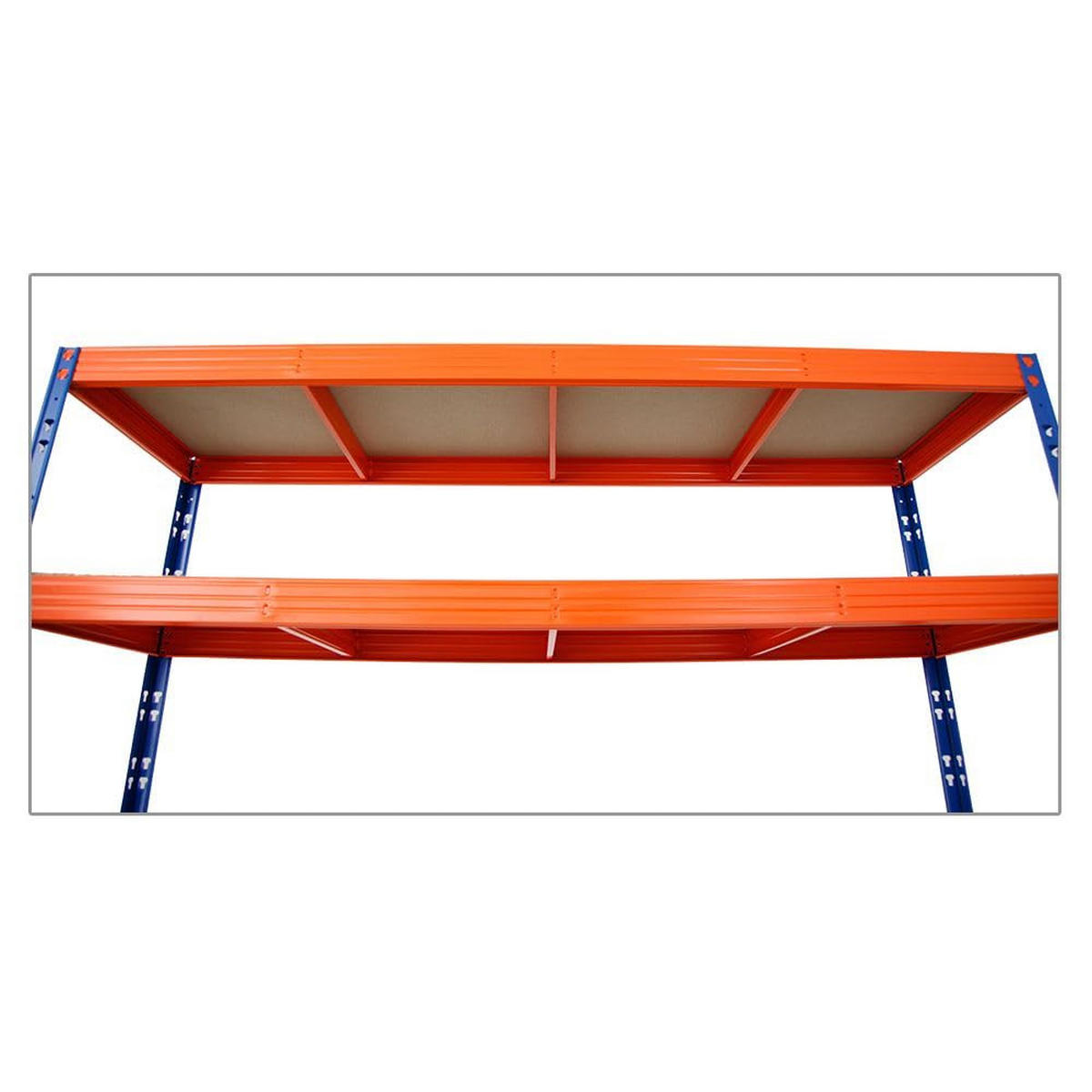 SCHWERLASTREGAL Rhino 2er-Set mit 2x 180x200x60 cm 4 Spanplatten-Ebenen 8mm Fachlast 500 kg Blau-Orange - Orange, Metall (400/180/60cm) - PROREGAL