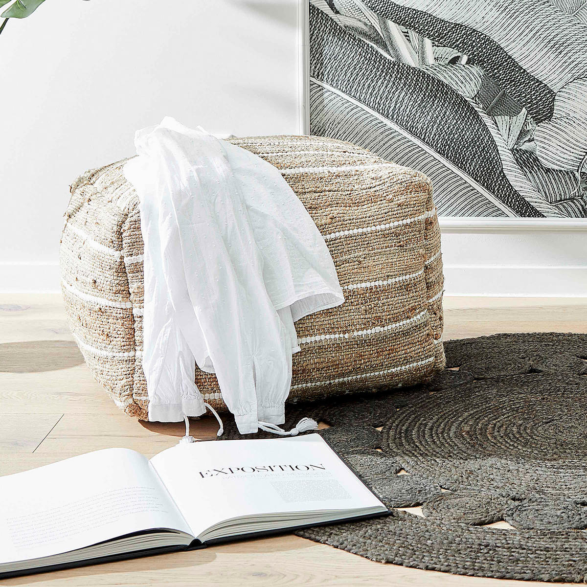 POUF All Nature - Braun, Naturmaterialien (53/40/53cm) - Butlers