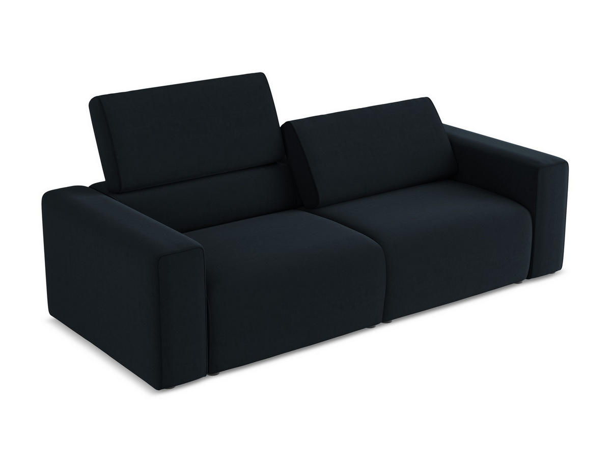 3-SITZER SOFA Samt Stoff Blau - Blau/Schwarz, Kunststoff/Textil (224/80/103cm) - Makamii