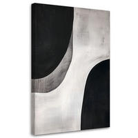 LEINWANDBILD Schwarz-Weiß-Abstraktion Minimalismus 80x120cm - Schwarz, Textil (80/120cm) - Feeby