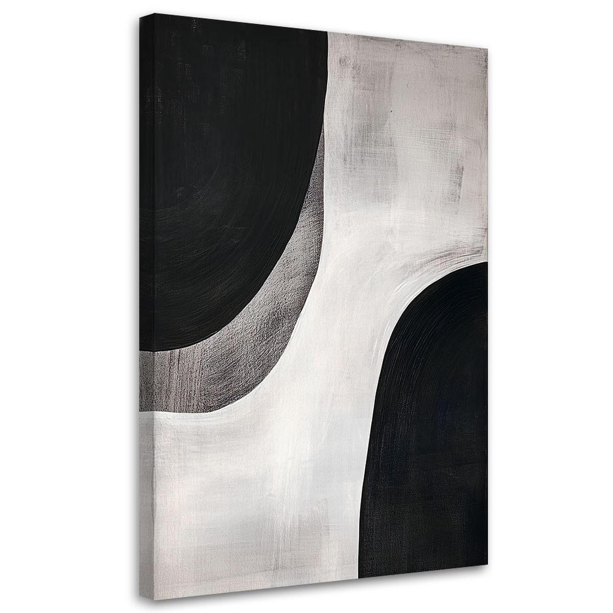 LEINWANDBILD Schwarz-Weiß-Abstraktion Minimalismus 80x120cm - Schwarz, Textil (80/120cm) - Feeby