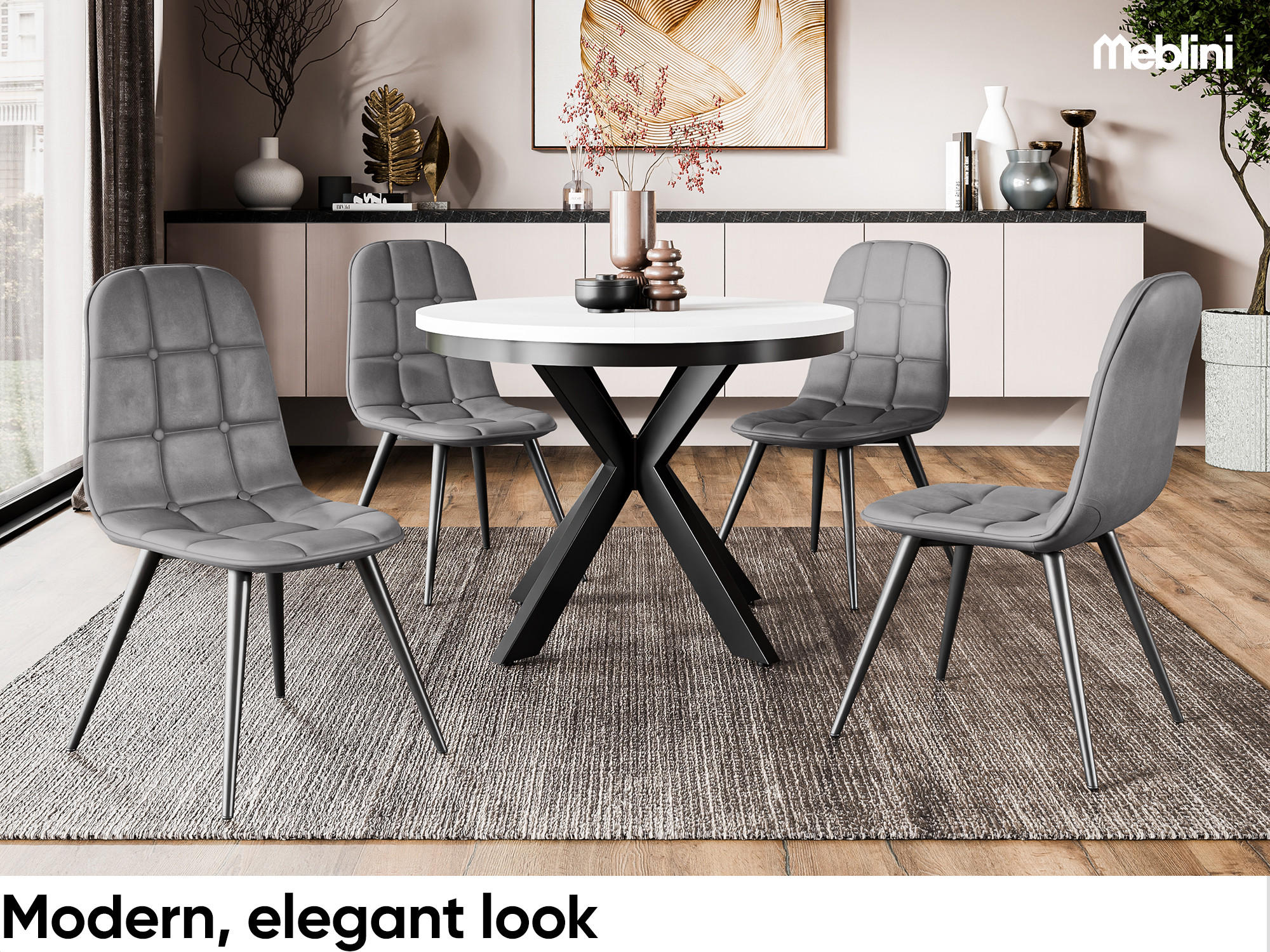 ESSTISCH BAGIO - Schwarz/Weiß, Holzwerkstoff (100/100/77cm) - Meblini