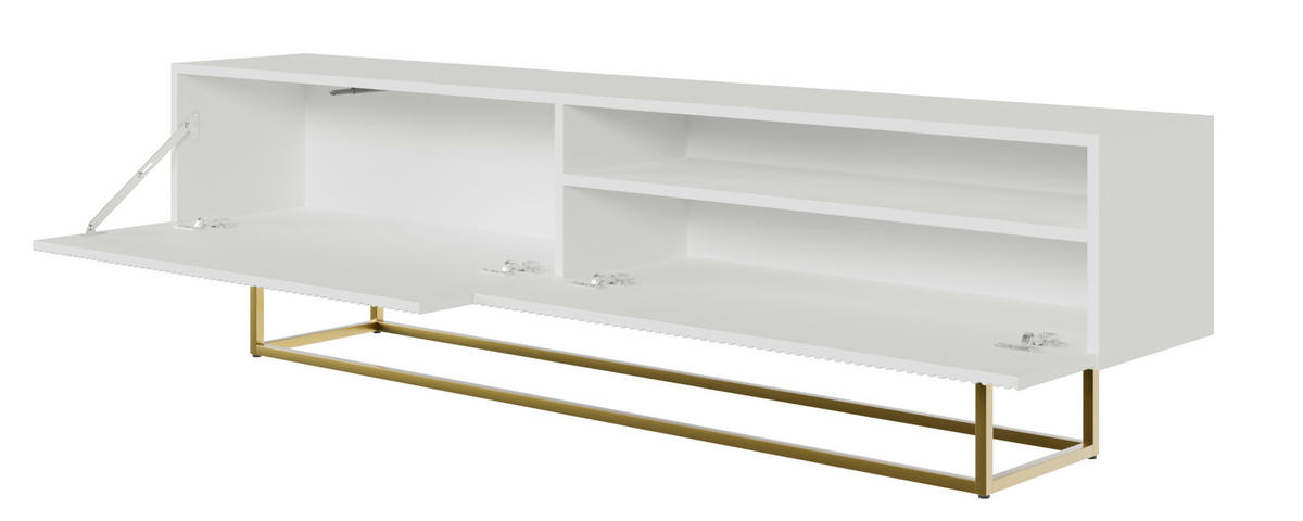 TV-SCHRANK Veldio Weiß mit offenem Fach und goldenen Metallbeinen 175 cm - Goldfarben/Weiß, Holzwerkstoff/Metall (175/46.5/31.6cm) - Selsey