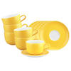 MILCHKAFFEETASSEN MIT UNTERTASSEN Liberty Pure Colors Yellow Glow 380 ml 6er Set - Gelb, Keramik (0.38L) - Seltmann Weiden