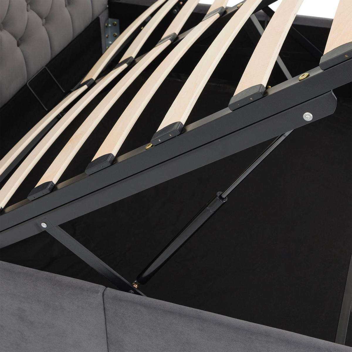 POLSTERBETT NURI 140x200 cm dunkelgrau - Dunkelgrau, Textil (140/200cm) - IDIMEX