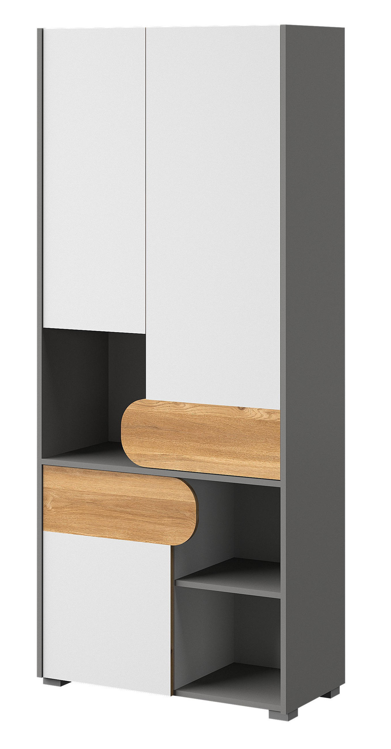 DREHTÜRENSCHRANK ARCADA 80/189,5/38cm 3-türig Eichefarben - Eichefarben/Weiß, Holzwerkstoff (80/189.5/38cm) - MASSENO