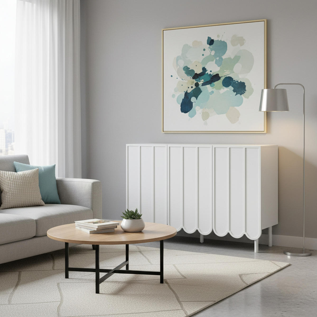 SIDEBOARD mit 3 Türen & 3 Schubladen, Weiß & Holzoptik, 160 x 40 x 80 cm - Weiß, Holzwerkstoff/Metall (120/80/35cm) - Urban Meuble