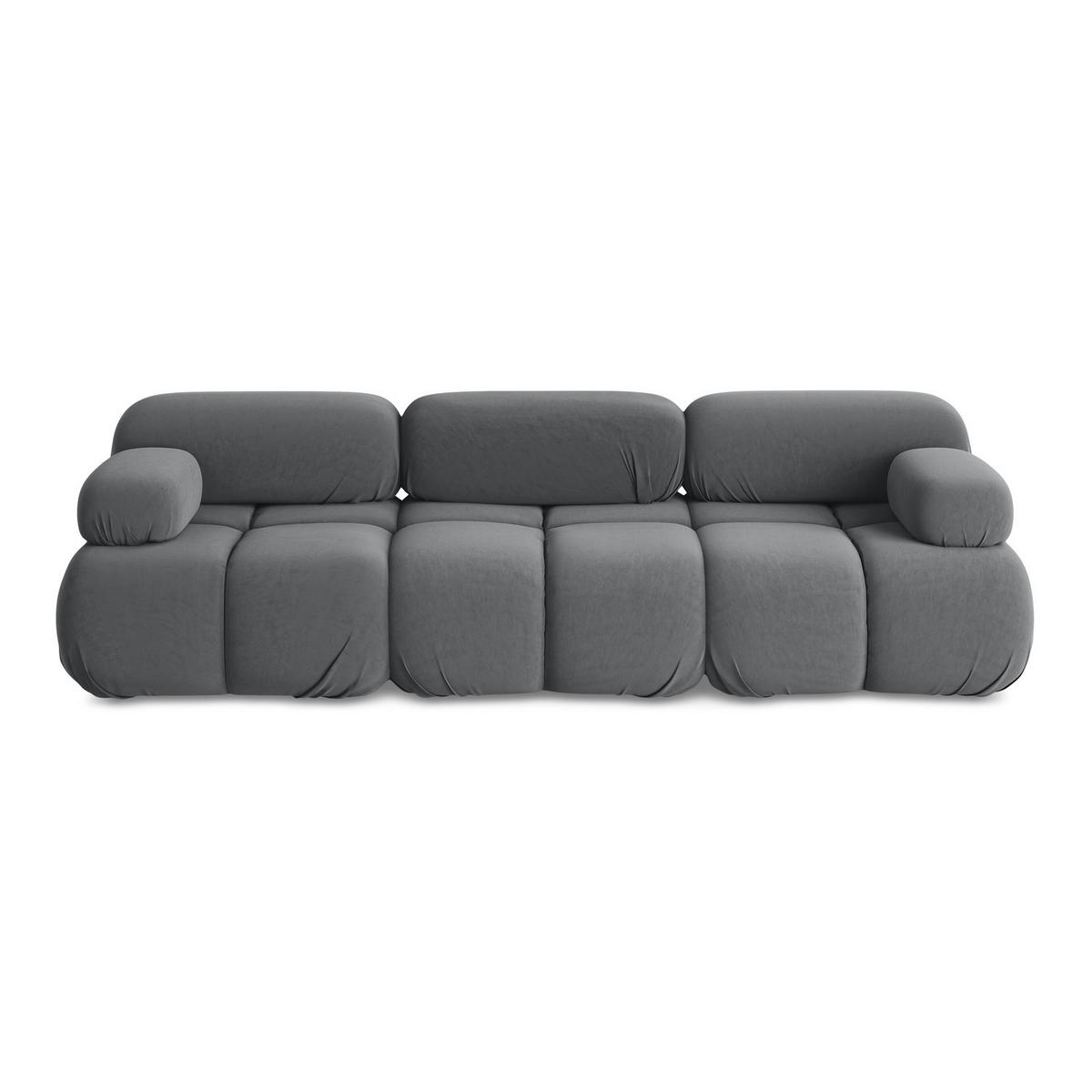 3-SITZER SOFA Samt Stoff Grau - Dunkelgrau/Schwarz, Kunststoff/Textil (285/70/96cm) - LaMiaSofa