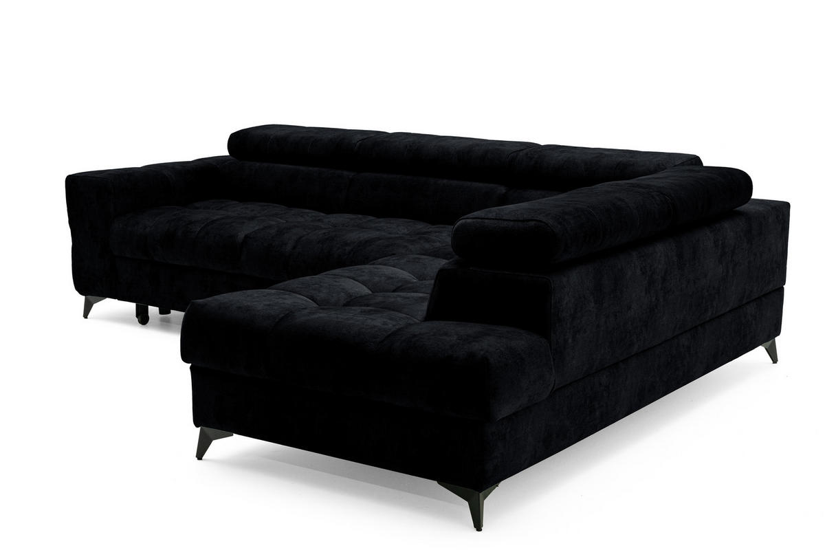 ECKSOFA Pudding Maxi mit Schlaffunktion und Bettkasten - Schwarz, Textil (203/350cm) - Muffo