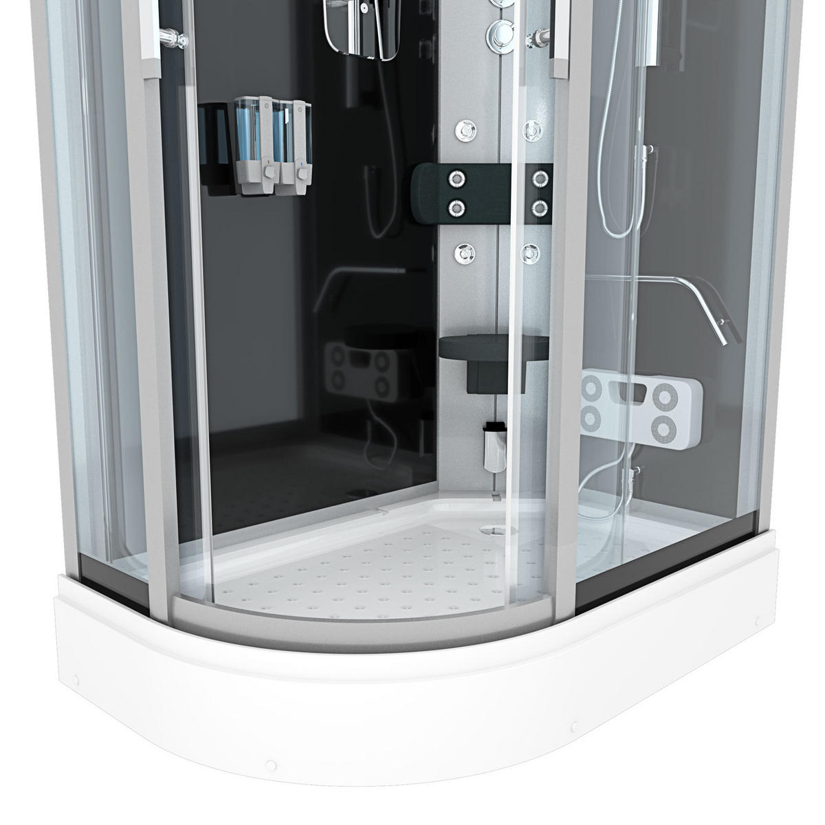 DUSCHE Duschkabine D60-73T1L-EC Schwarz 120x80 - Schwarz, Glas/Kunststoff (120/80/215cm) - AcquaVapore by Sandra Jentho