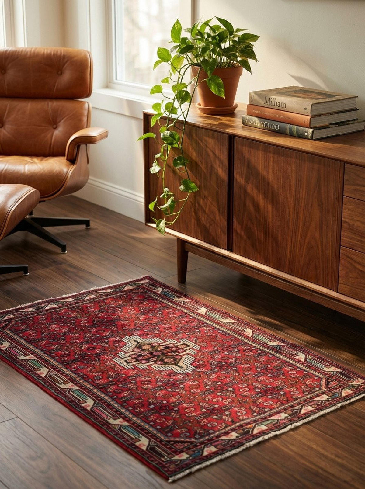 TEPPICH Assadabad Rot 146/102 cm Schurwolle - Rot, Textil (102/146cm) - Looma