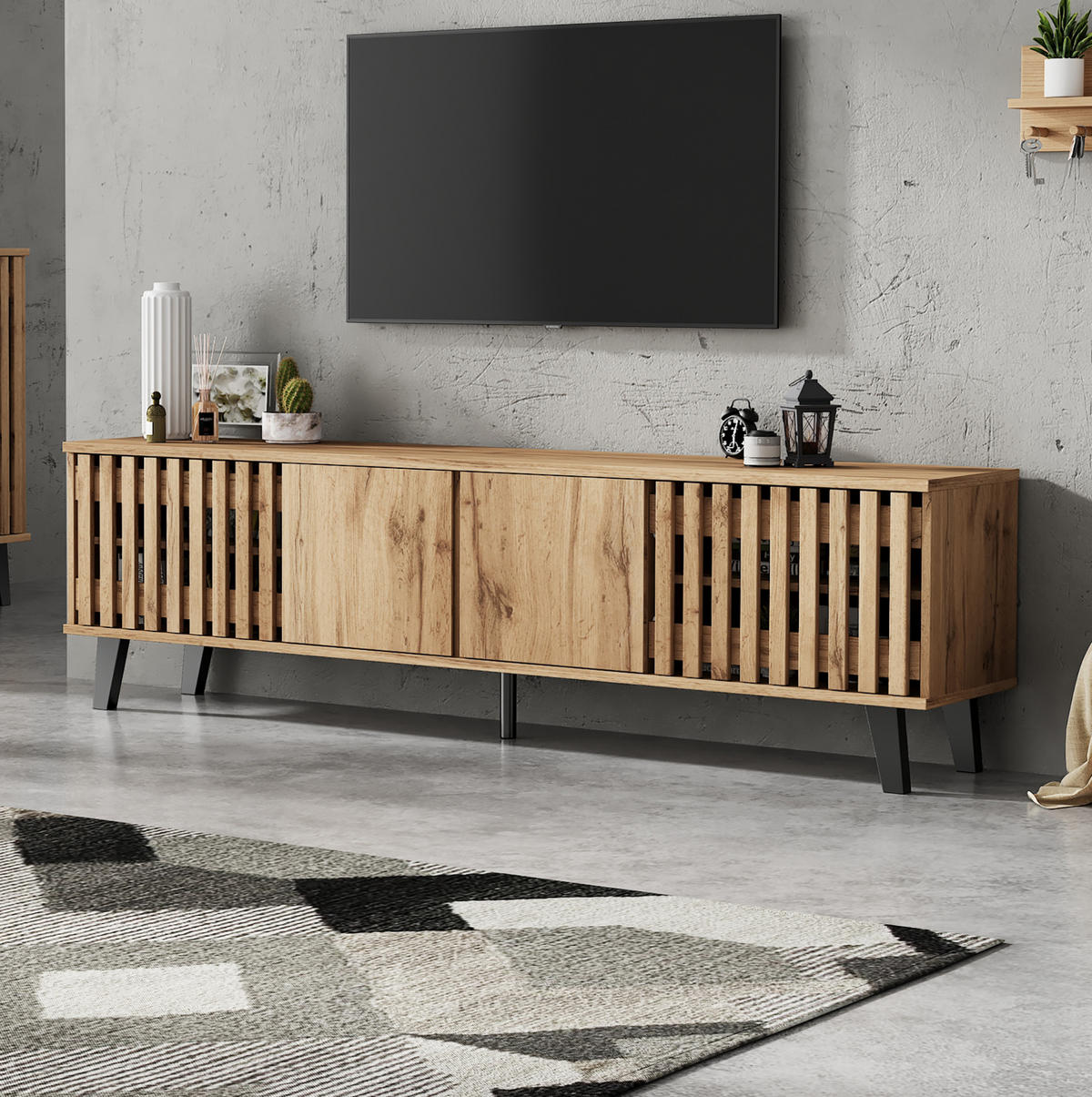 TV-SCHRANK mit 8 Ablagefächern 180 x 40 x 55 cm Holzoptik - Braun, Holzwerkstoff (40/55/180cm) - Beauniv