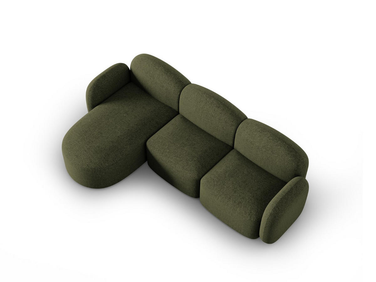 ECKSOFA links Blair aus Chenille-Stoff grün meliert 4 Sitzplätze - Grün, Textil (155/272cm) - Micadoni
