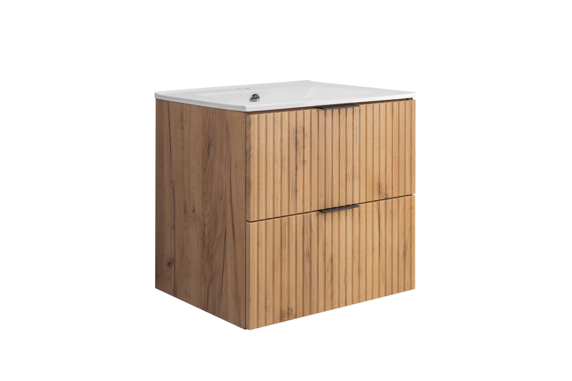 WASCHBECKUNTERSCHRANK FLOW + Waschbecken Eiche Craft 60/57/46 cm - Eichefarben, Holzwerkstoff (60/57/46cm) - Rodan
