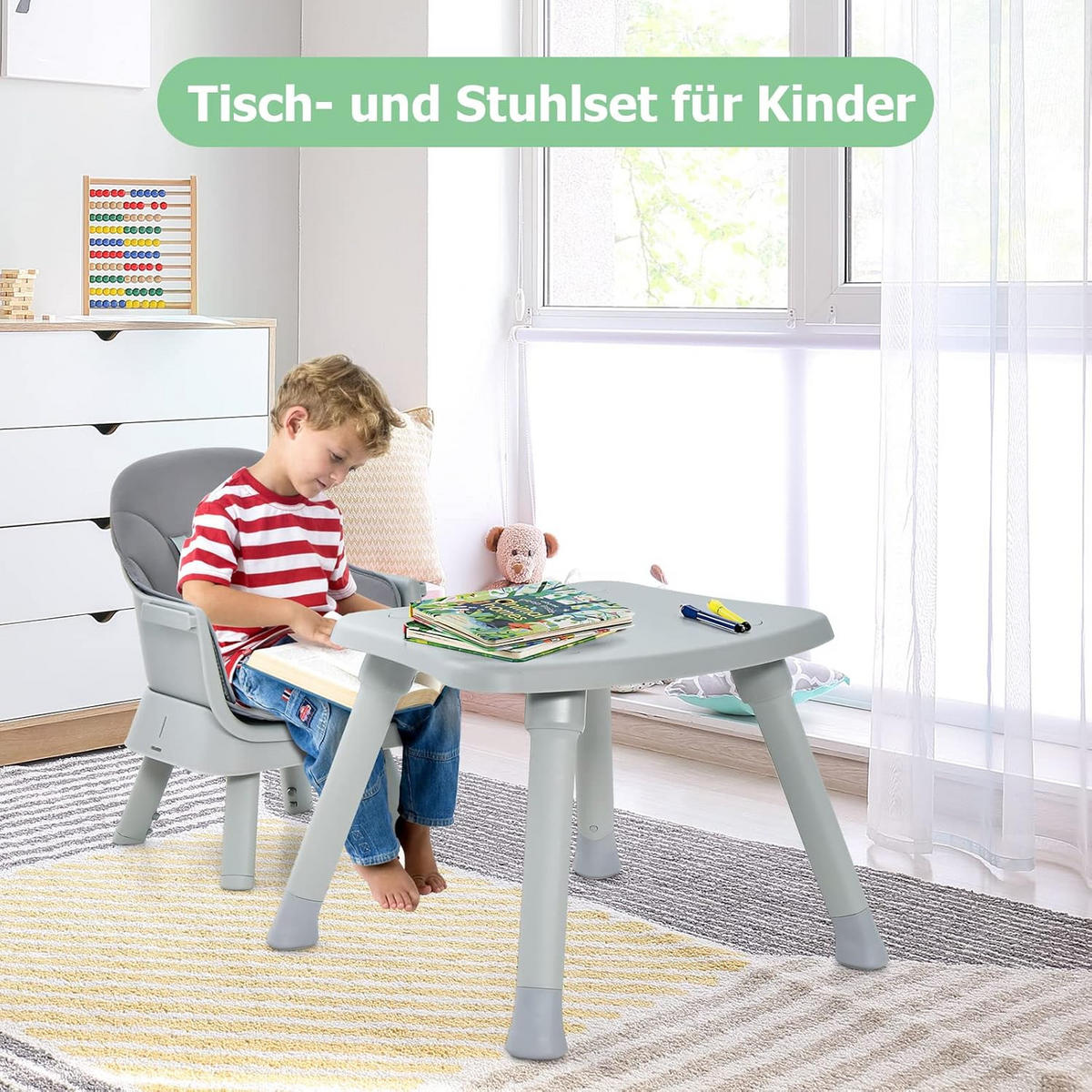 BABYHOCHSTUHL Grau - Grau, Kunststoff (58/98/58cm) - COSTWAY