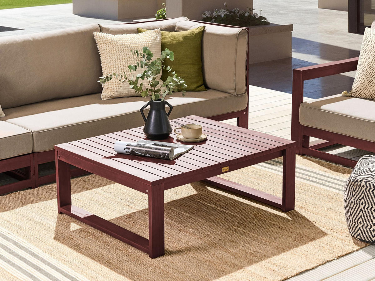 GARTEN BEISTELLTISCH Akazienholz mahagonibraun 90/75 cm Timor - Braun, Holz (90/75/35cm) - Beliani