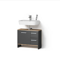 WASCHBECKENUNTERSCHRANK Amalfi Anthrazit/Goldkraft Eiche 70.2 x 57 cm mit 2 Schubladen und 1 Tür - Honigeiche/Anthrazit, Holzwerkstoff (70.2/57/27.9cm) - Livinity®
