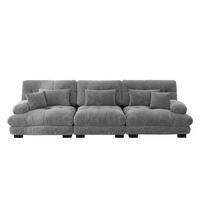3-SITZER 313/77/81 cm Ecksofa grau aus Chenille mit Tiefensitz - Grau, Textil (77/81/313cm) - OKWISH