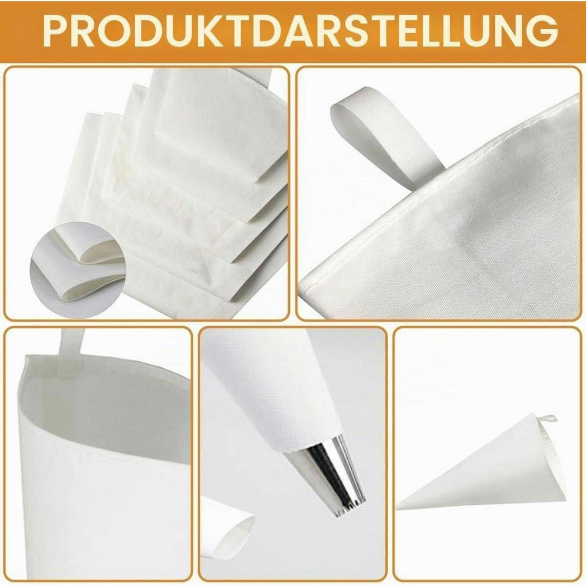 SPRITZBEUTEL 3er Set 30/35/40 cm Baumwolle EVA-beschichtet - Weiß, Textil (22/1/40cm)