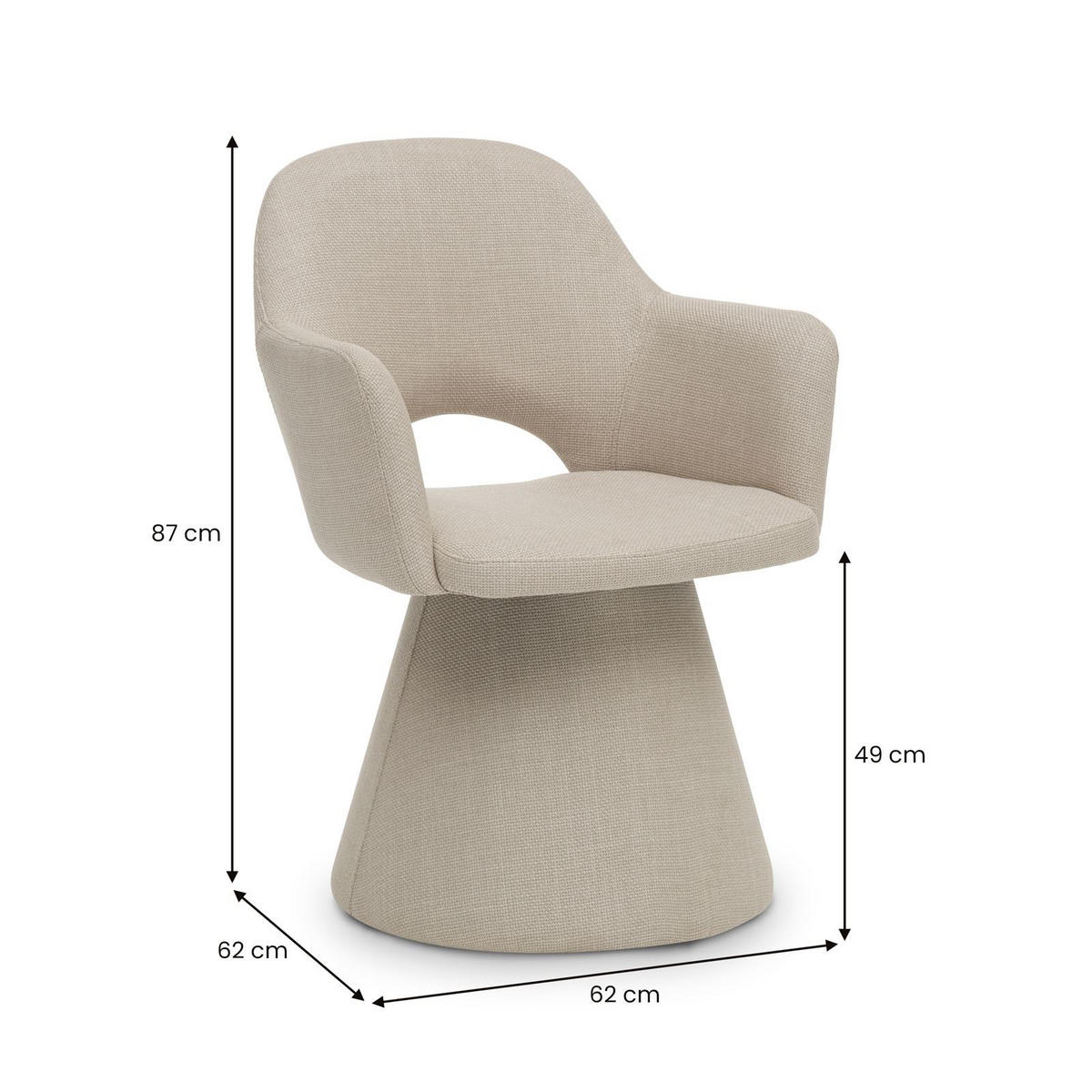 STUHL BAOMA beige - Beige, Textil (62/87/62cm) - IDIMEX