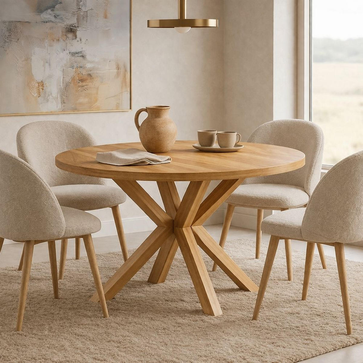 ESSTISCH RAL mit Holzbeinen, Durchmesser: 100 / 200 cm Eiche Craft Golden - Eichefarben, Holz (100/200/77cm) - Dekori_Interiors