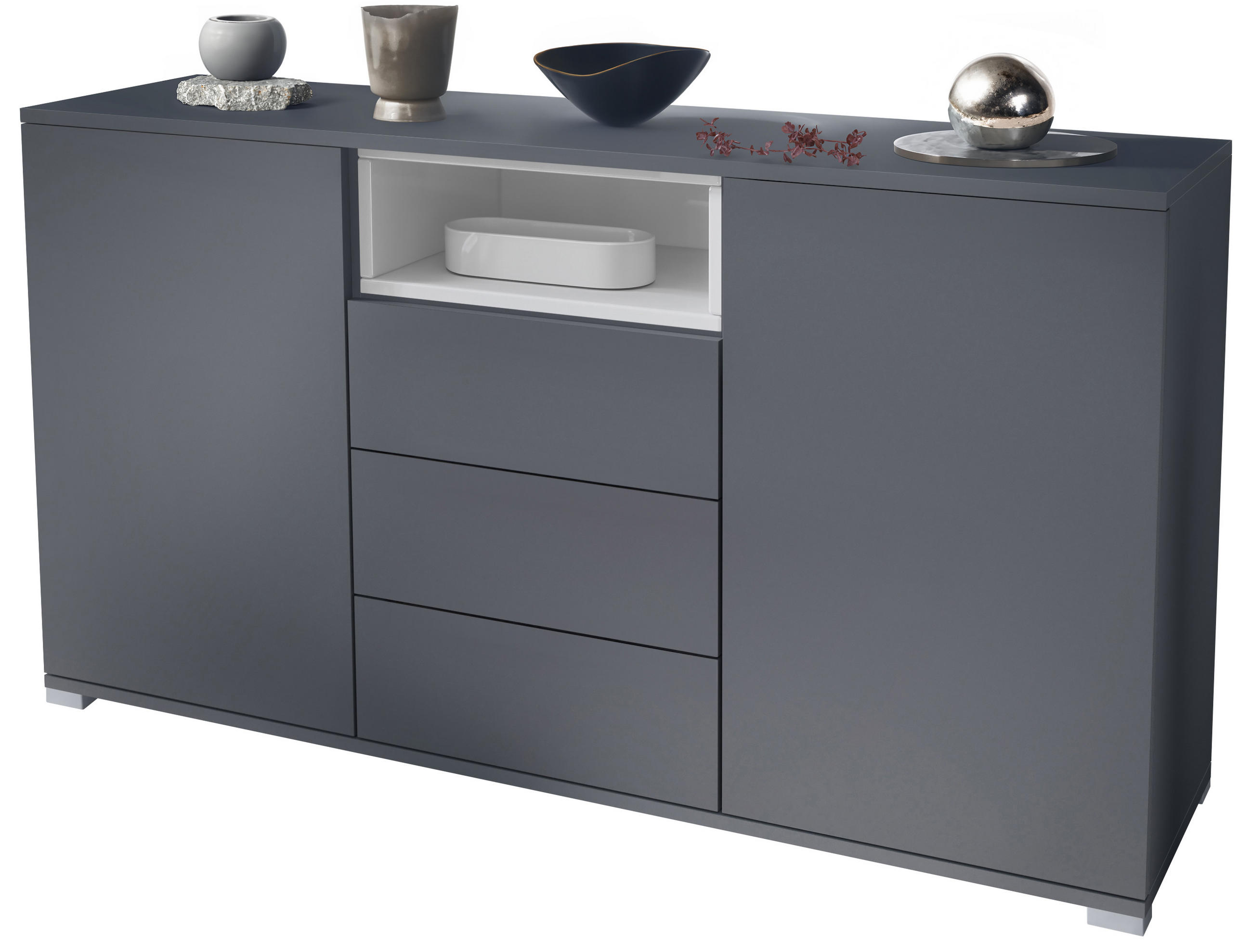 SIDEBOARD Skadu Weiß Hochglanz - Weiß Hochglanz, Holzwerkstoff (138.5/75.5/35cm) - Vladon