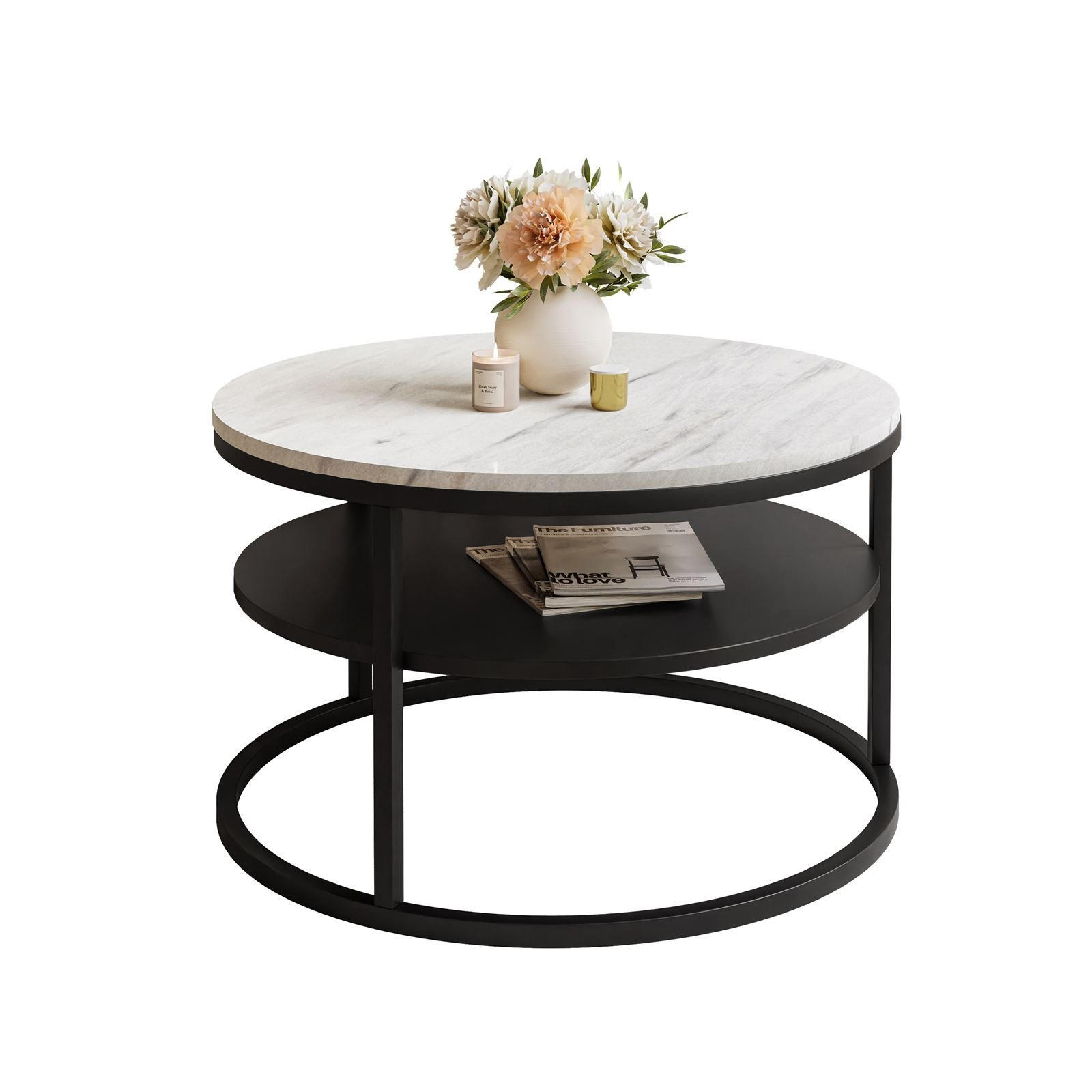 COUCHTISCH CIRI SLIM LEVANTO mit Regal - Schwarz, Holzwerkstoff (60/60/42cm) - Lookway