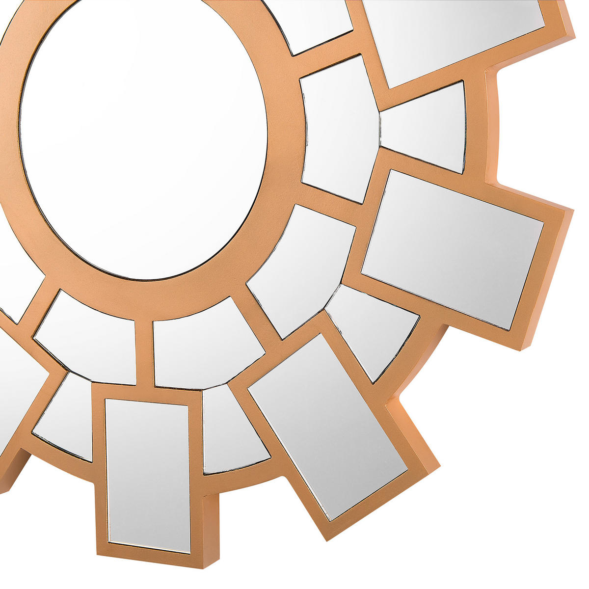 WANDSPIEGEL Sonnenform gold 80 cm Rozel - Goldfarben, Holzwerkstoff (80/80/3cm) - Beliani