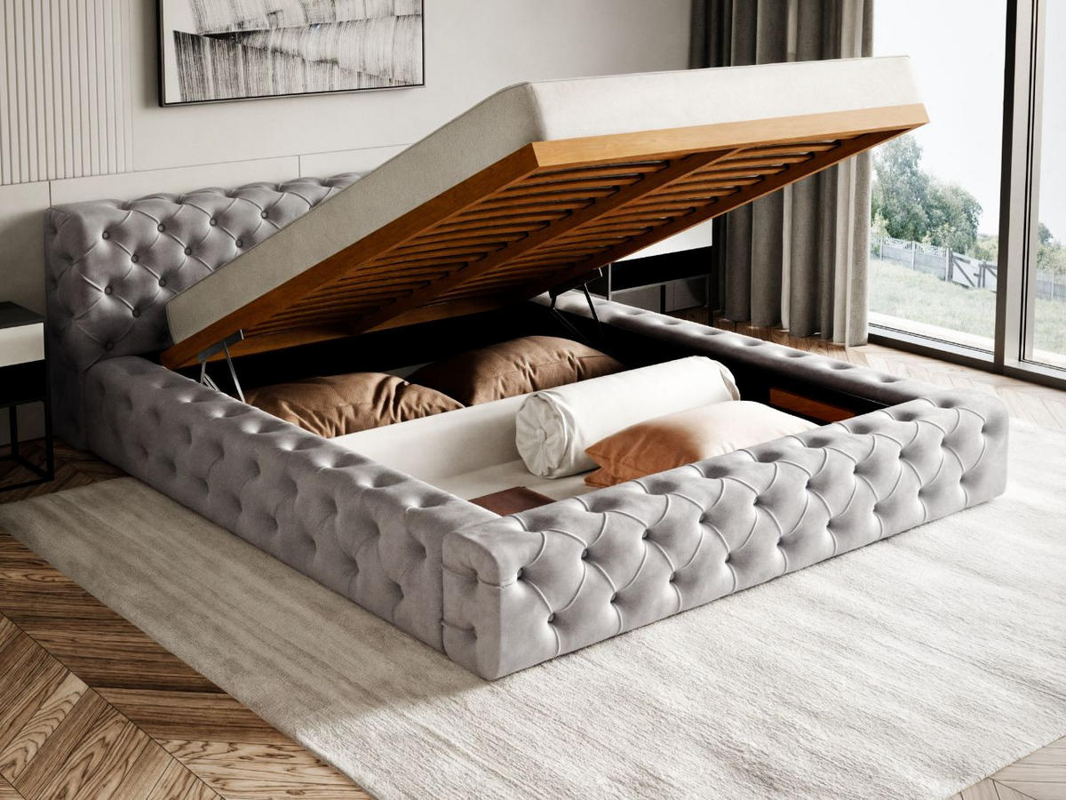 POLSTERBETT Palini 160x200 Grau - Grau, Textil (160/200cm) - Graingold