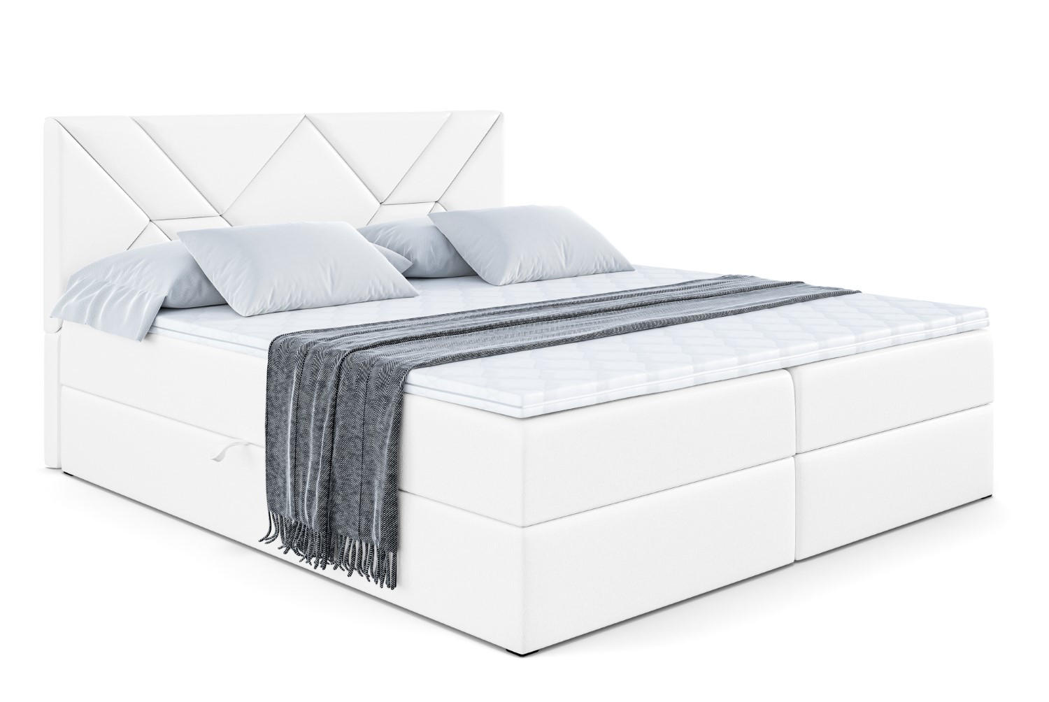 BOXBETT mit Matratze H3 und Lattenrost - BARWA - 180 x 200 Weiß Hochglanz - Weiß Hochglanz, Holzwerkstoff (180/200cm) - ALTDECOR