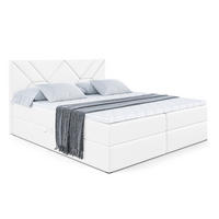 BOXBETT mit Matratze H4 und Lattenrost - BARWA - 160 x 200 - H4 - Weiß Hochglanz - Weiß Hochglanz, Holzwerkstoff (160/200cm) - ALTDECOR