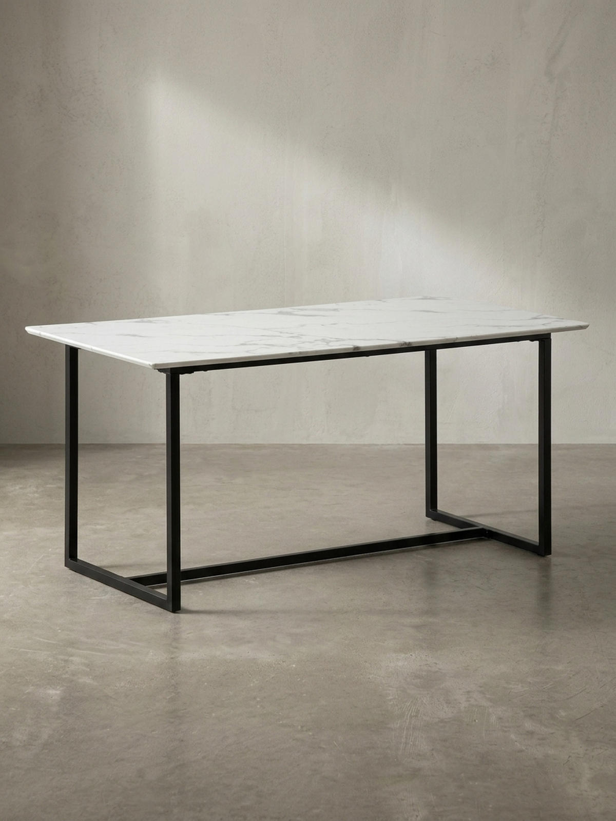 ESSTISCH Marmoroptik Metall Rechteckig Modern Klein, Weiß 160x80x76 cm - Schwarz/Weiß, Holzwerkstoff/Metall (80/160/76cm) - KADIMA DESIGN