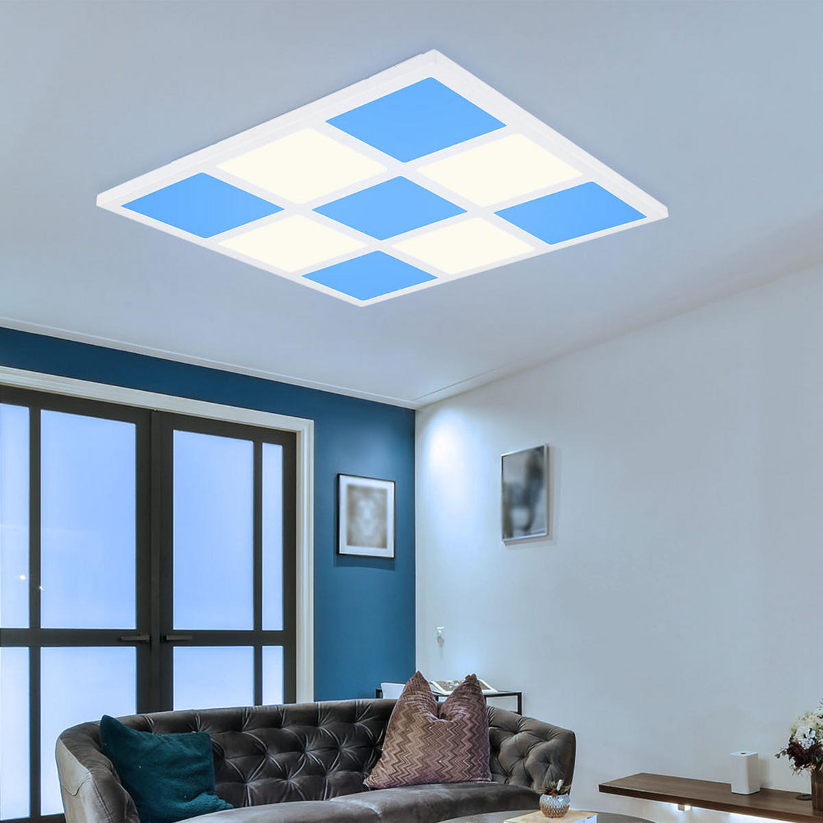 LED DECKENLEUCHTE Weiß Opal - Weiß, Metall (43/43/5cm) - Globo Lighting