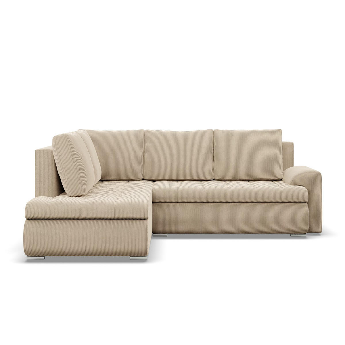ECKSOFA LINKS MIT SCHLAFFUNKTION FORESTA, Cord - Beige - Beige, Textil (230/200cm) - Mebligo