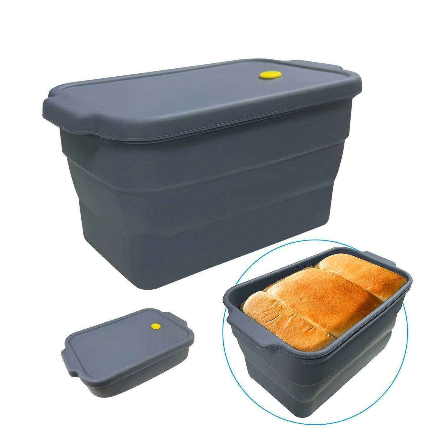 BROTBACKFORM Silikon faltbar mit Deckel Grau 22.5*12.5*12.5cm - Grau, Kunststoff (12.5/12.5/22.5cm)