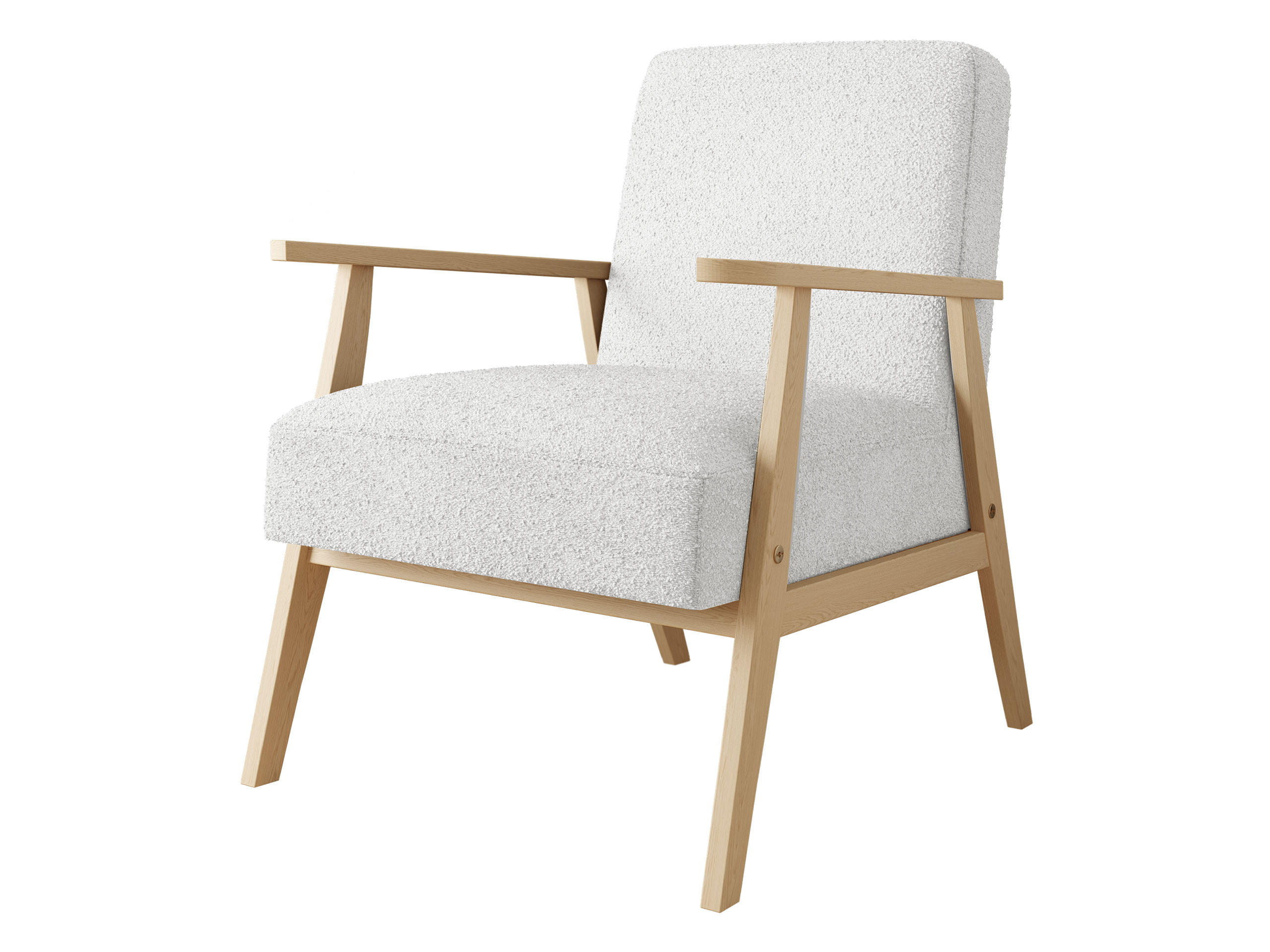 SESSEL Retro Boucle - Hellgrau/Naturfarben, Holz/Textil (59/76/67cm) - MIRJAN24