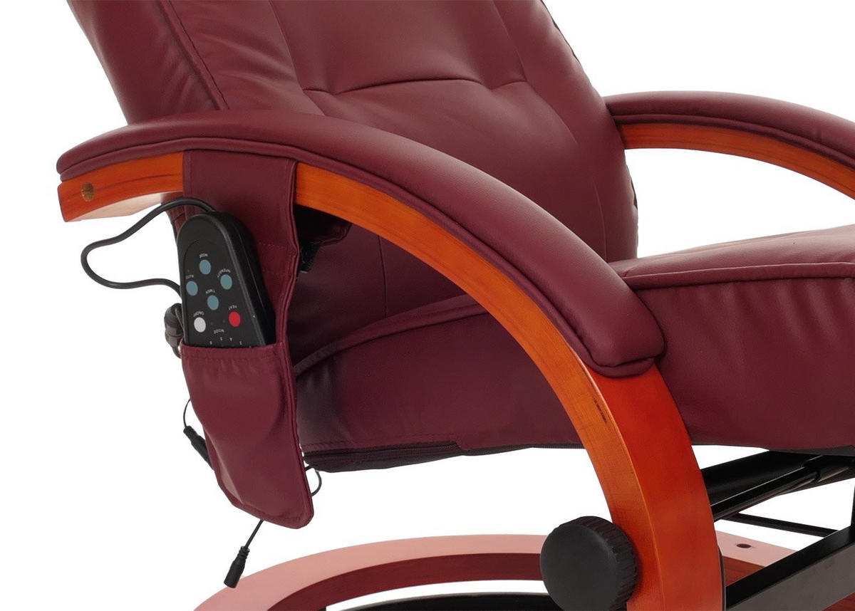 MASSAGESESSEL inkl. Fußhocker bequem und gemütlich HxBxT 98x66x89cm Kunstleder Bordeaux - Bordeaux, Kunststoff (66/98/89cm) - BERLINLODGE