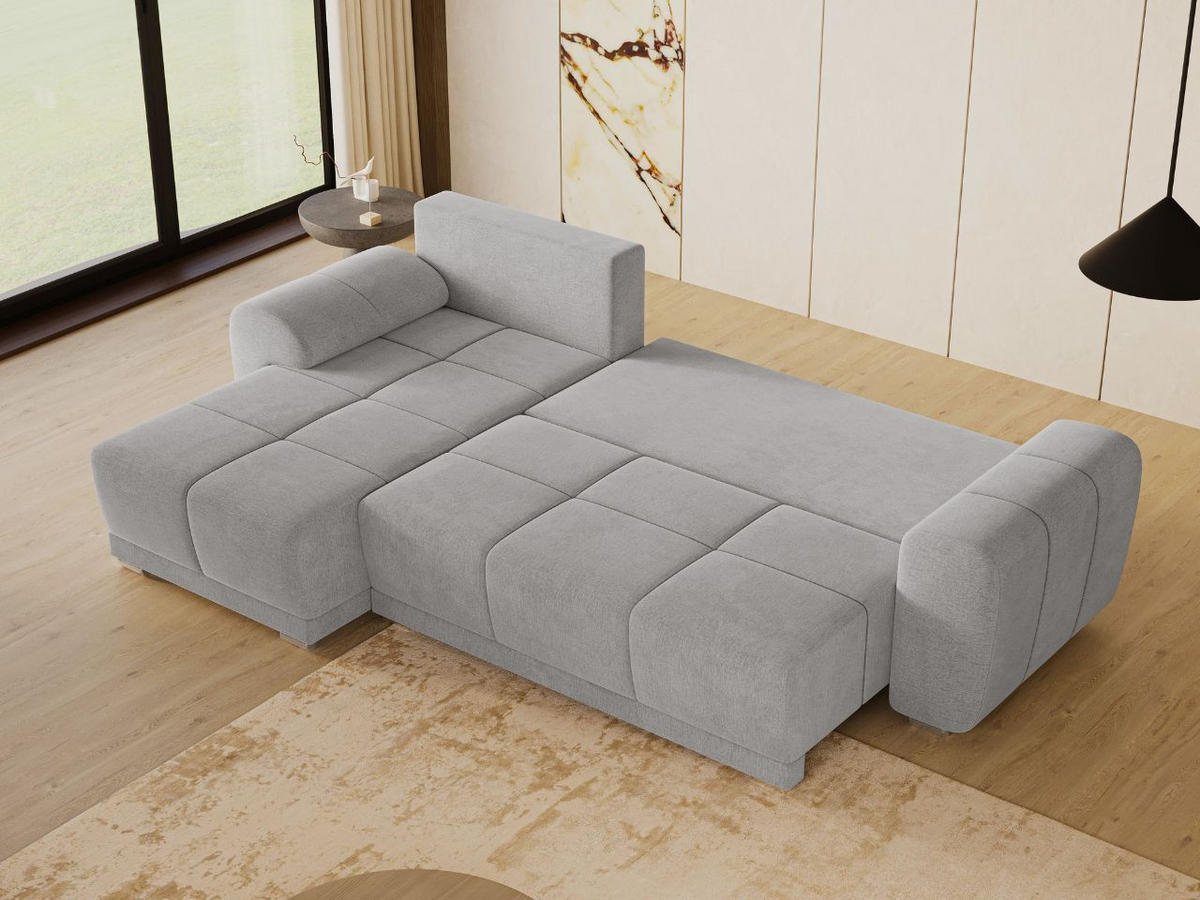 ECKSOFA Monti Grau Links - Silberfarben/Grau, Holz/Textil (188/290cm) - Graingold