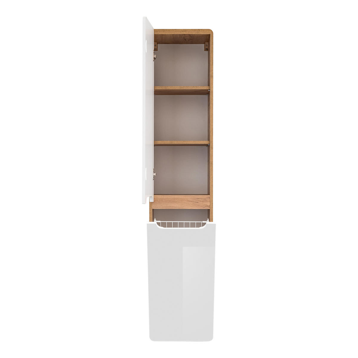 HOCHSCHRANK ARVIDA SZK1 Integrierter Wäschekorb Eiche Weiß - Weiß, Holzwerkstoff (35/170/35cm) - Komodee