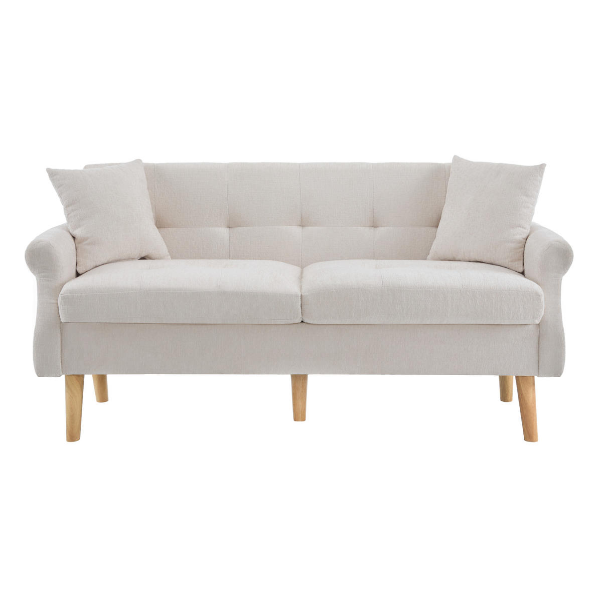 SOFA 2-Sitzer 162 x 74 x 77 cm Chenille Beige - Beige, Kunststoff (162/77/74cm) - Meubliv