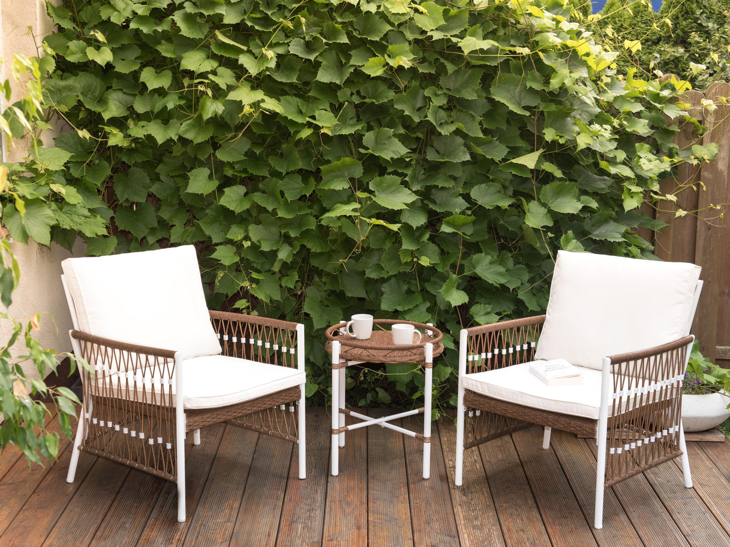 BISTRO-SET 2-Sitzer Weiß Levico - Weiß/Braun, Metall - Beliani
