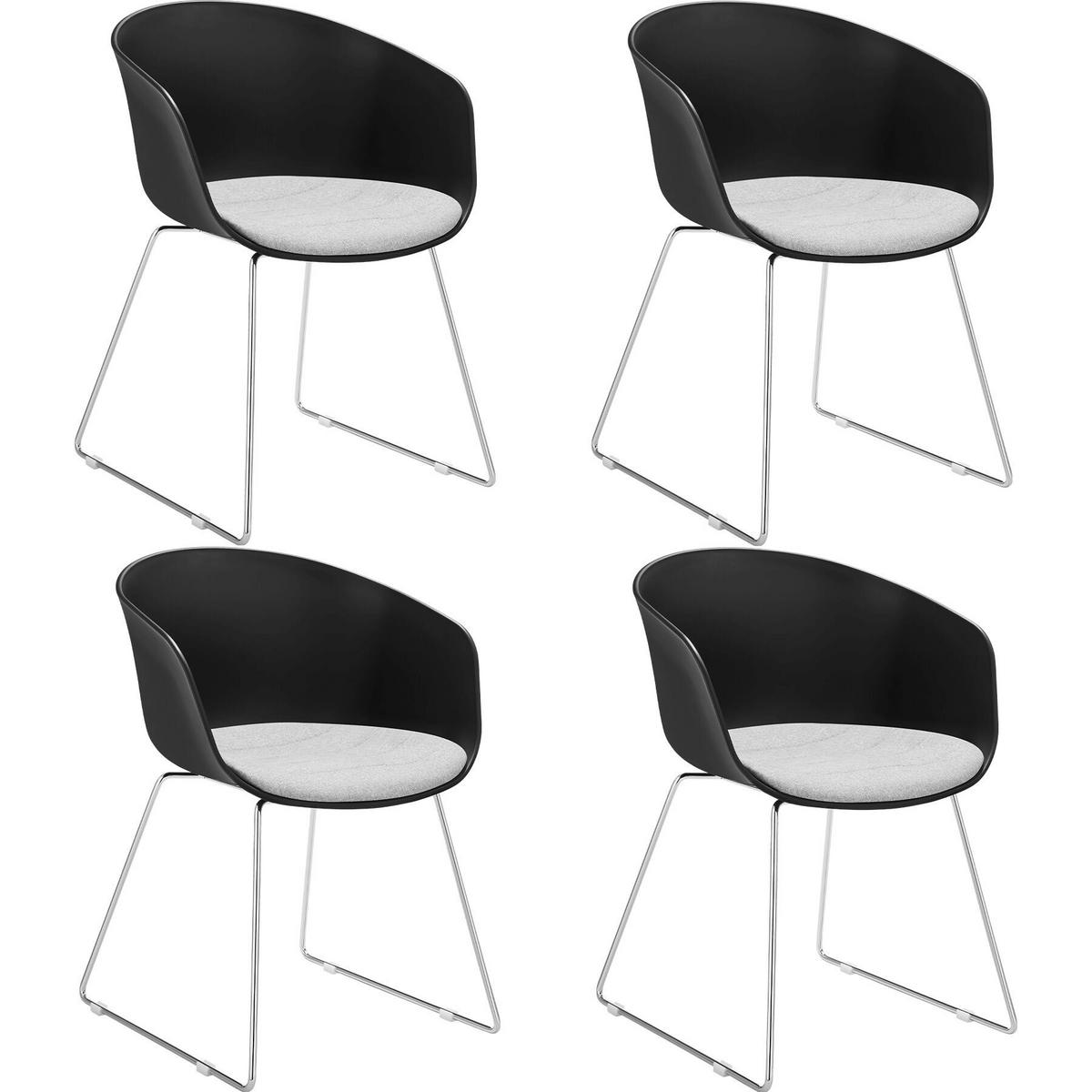 DREHSTUHL 4er Set Logart 59 5 x 56 x 80 5 cm schwarz/chrom - Schwarz, Textil (59.5/80.5/56cm) - tectake