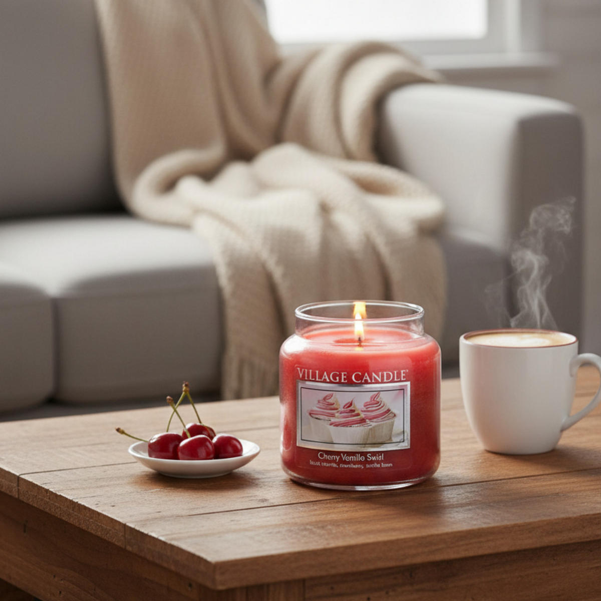 DUFTKERZE Cherry Vanilla Swirl Rot 411 g Glas - Kirschrot, Glas/Paraffin (13cm) - Village Candle