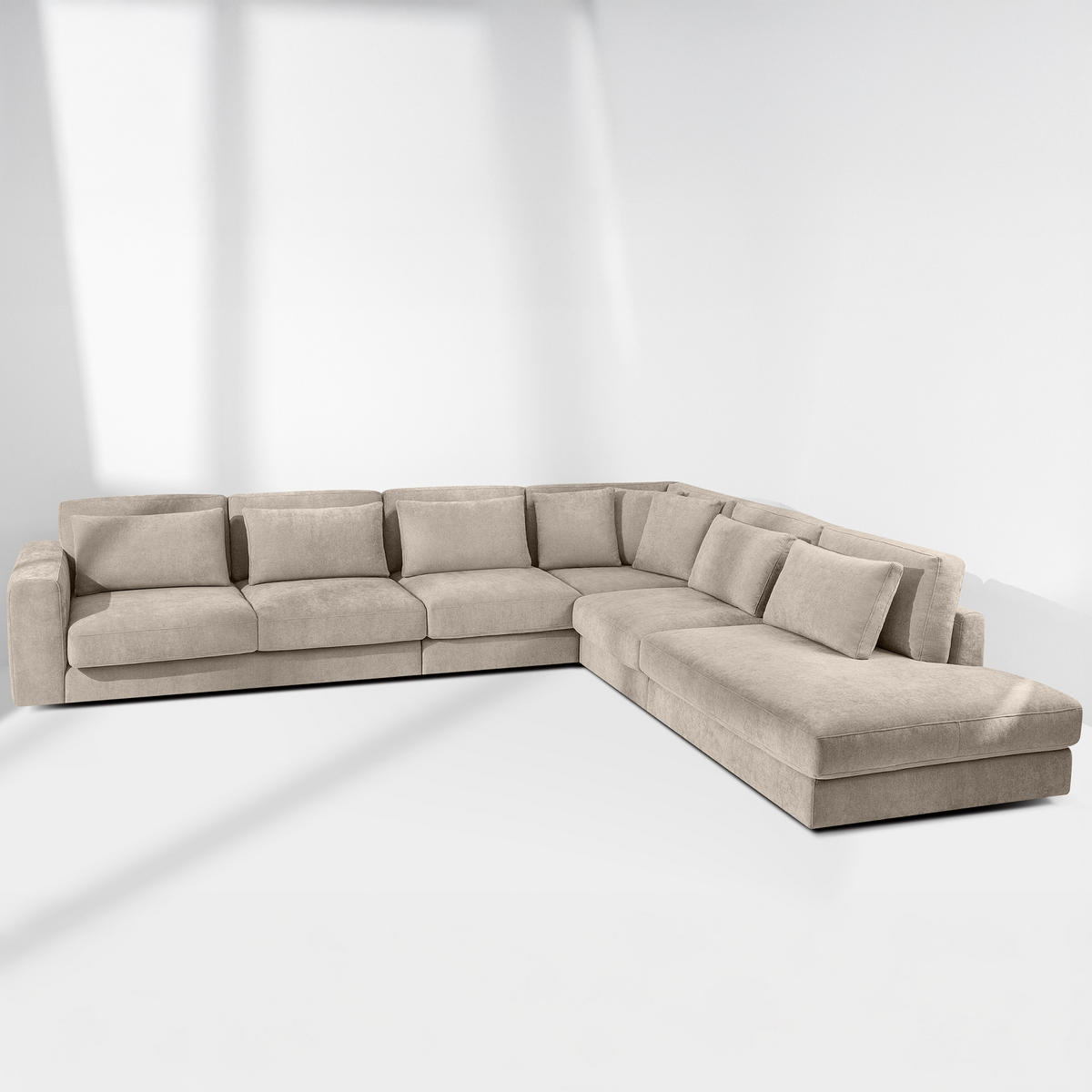 ECKSOFA XL rechts VERUS - Creme, Holz/Holzwerkstoff (377/328cm) - KONSIMO®