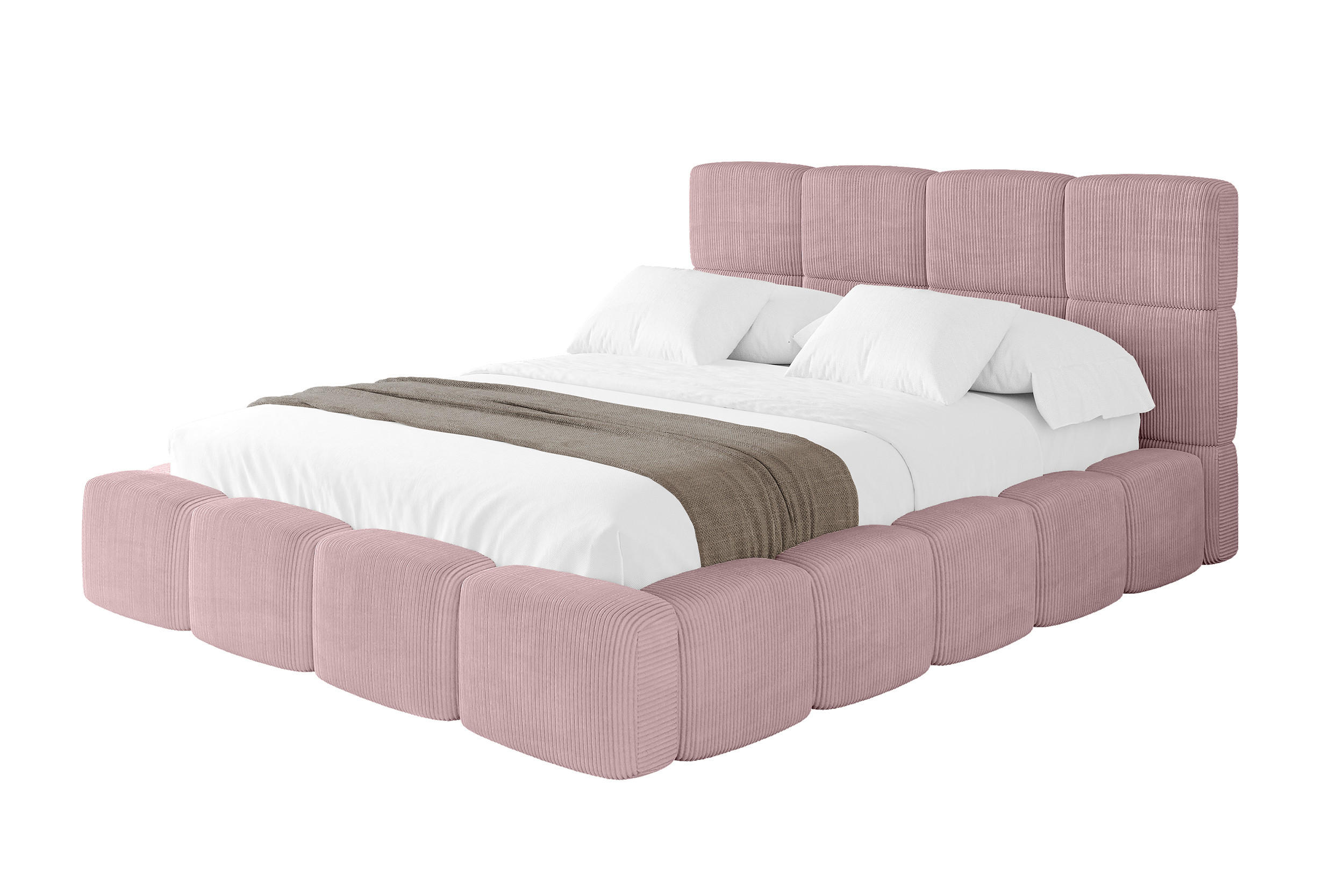 POLSTERBETT mit Bettkasten und Lattenrost, Bett mit Matratze H3/H4, Kopfteil, Boxbett, Doppelbett mit Stauraum - NATA 120x200 Rosa - Rosa, Holzwerkstoff/Textil (120/200cm) - ALTDECOR