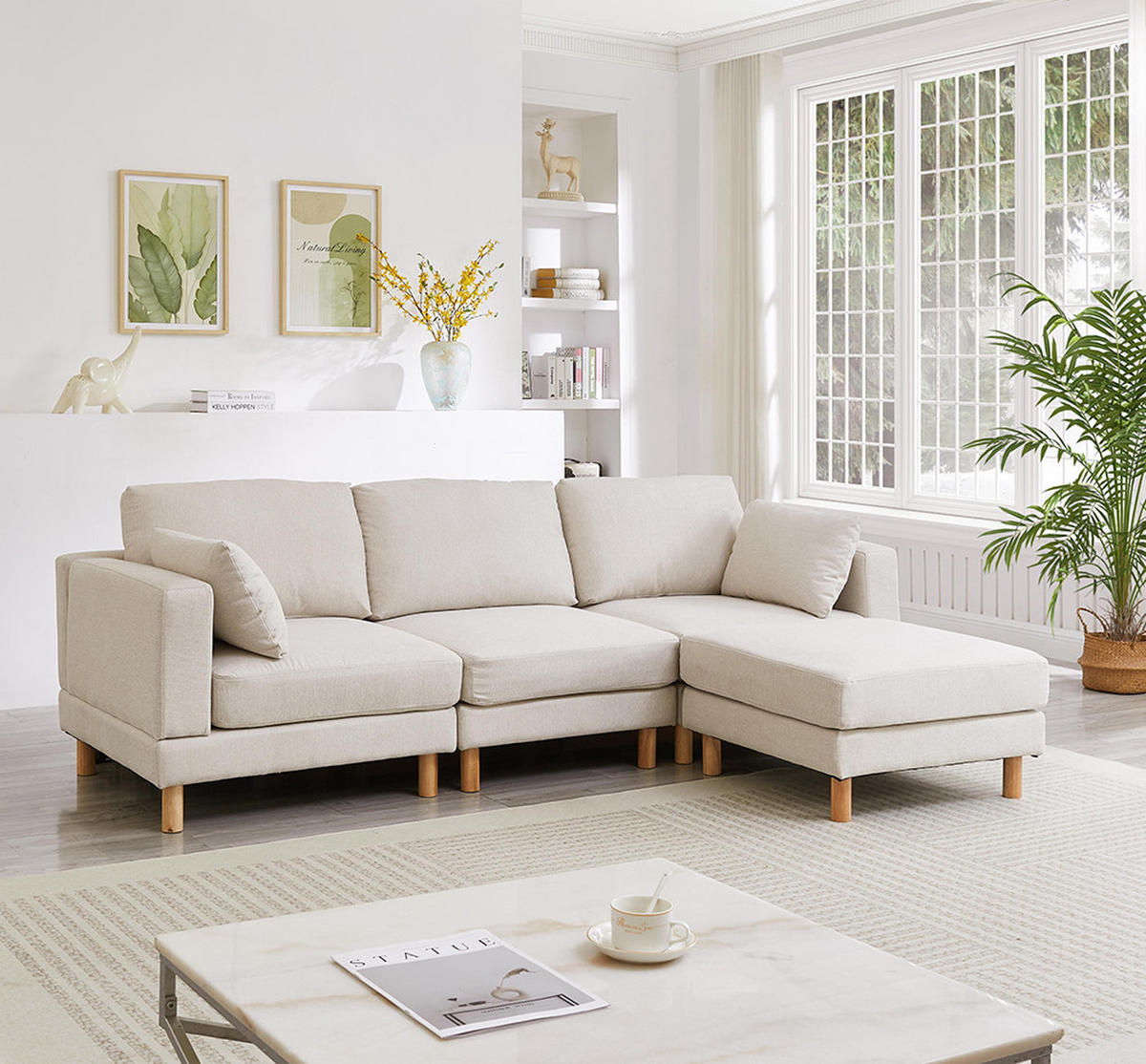 ECKSOFA 235×152×78 cm, L-förmiges Sofa in Beige - Beige, Textil (152/235cm) - KOMHTOM