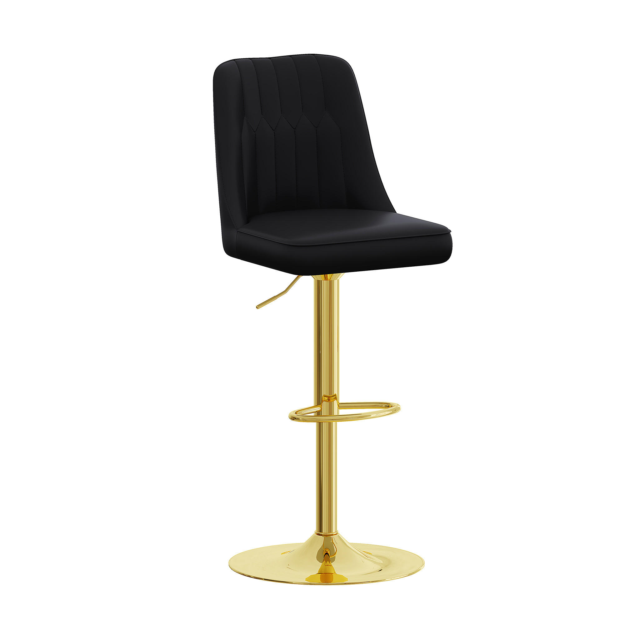 BARHOCKER höhenverstellbar 2er-Set drehbar Schwarz Gold - Goldfarben, Metall (44/117.5/44cm) - Meubliv
