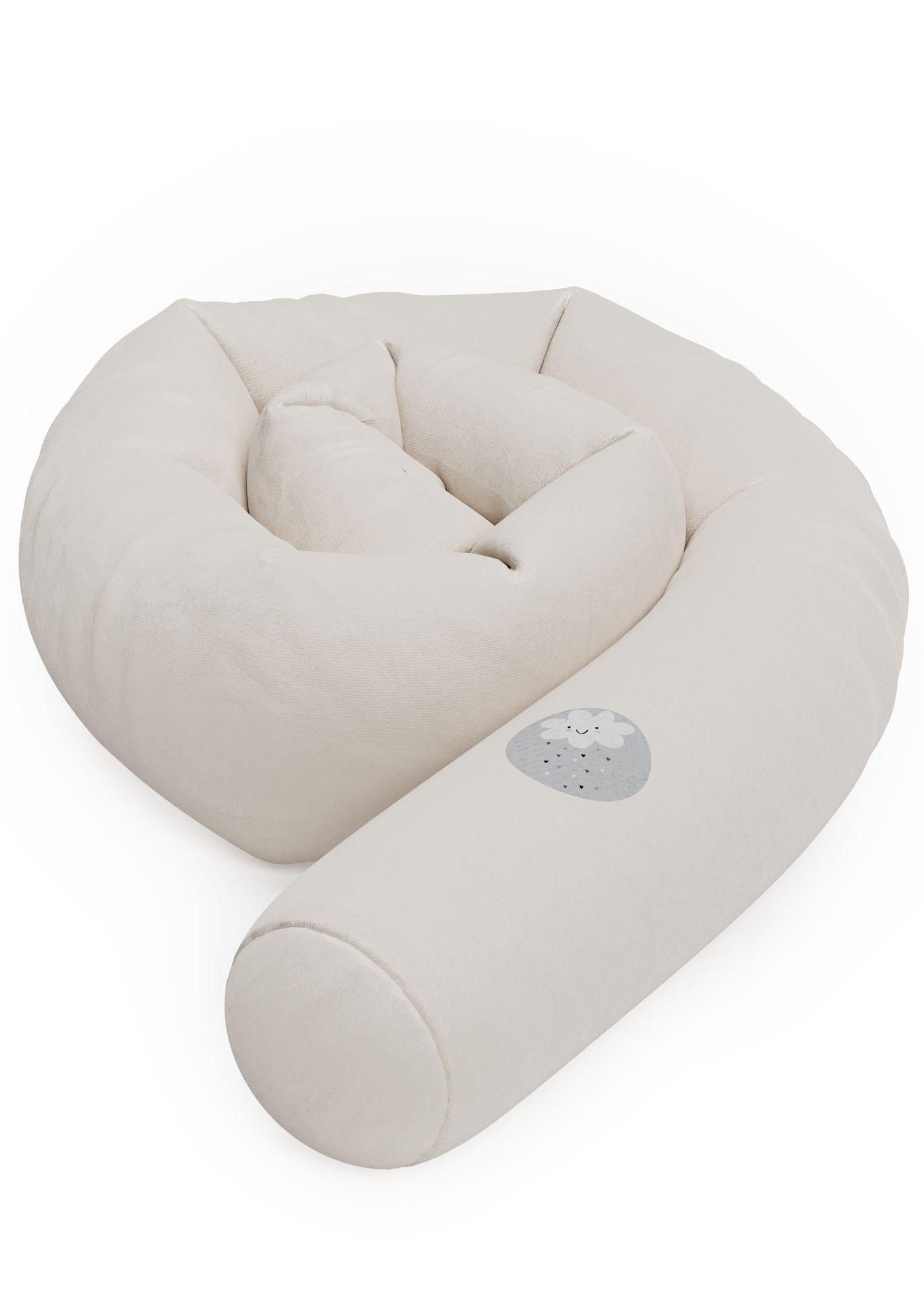 NESTCHENSCHLANGE Cozy "Little Cloud, Sand" 190 cm Bettschlange - Sandfarben/Weiß, Textil (15/190cm) - Sämann – make a difference.