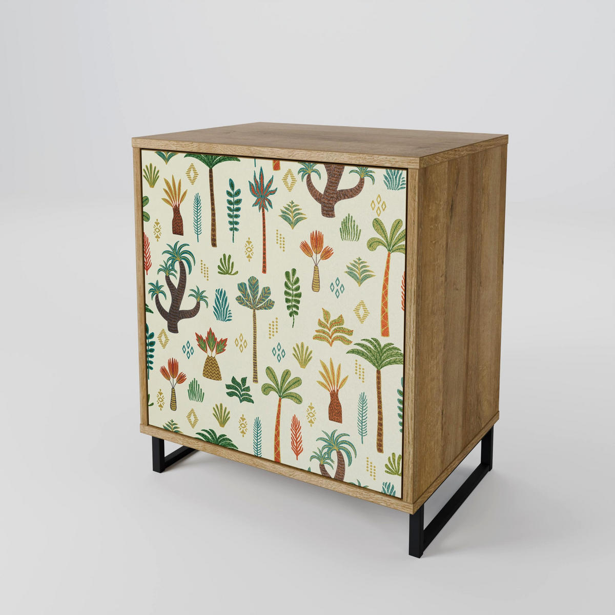 SIDEBOARD PALM SPRING, Eichefarben, 57,5x42x57,5 cm, Ohne Füße - Eichefarben/Multicolor, Holzwerkstoff (57.5/57.5/42cm) - SpaceRebels