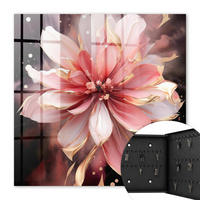 SCHLÜSSELBOX Schwarz 30x30 cm- Türöffnung nach rechts - Rosa Blume - Pink, Metall (30/30/5cm) - TULUP